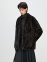 coffee women's Mink Fur Coat V-Neck Patchwork Winter