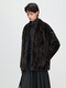 coffee women's Mink Fur Coat V-Neck Patchwork Winter