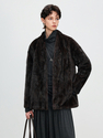 coffee women's Mink Fur Coat V-Neck Patchwork Winter