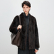 coffee women's Mink Fur Coat V-Neck Patchwork Winter