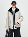 beige gray women's Rex Rabbit Fur Lined Parka Coat