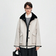 beige gray women's Rex Rabbit Fur Lined Parka Coat