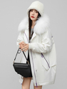 rex Rabbit Fur Lined Parka Coat Women Korean Loose Mid-Length Detachable
