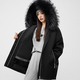 rex Rabbit Fur Lined Parka Coat Women Korean Loose Mid-Length Detachable