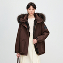 women's Winter Fox Fur Lined Detachable Fur Coat