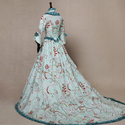 vintage Printed Long Sleeve Bell Sleeve Evening Dress