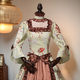 vintage Printed Long Sleeve Bell Sleeve Evening Dress