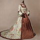 vintage Printed Long Sleeve Bell Sleeve Evening Dress