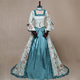 vintage Printed Long Sleeve Bell Sleeve Evening Dress