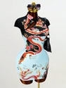 multi-color elegant Chinese Style Qipao Vintage Print Bodycon Dress