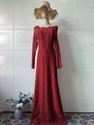 red vintage Lace Mermaid Formal Long-Sleeve Long Dress