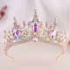 barock Strass Tiara bunte Brautkrone