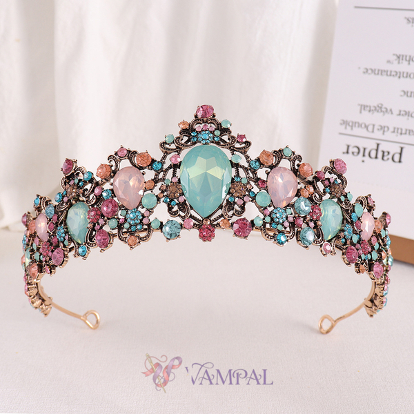 vintage KC + Mixed Colors baroque Vintage Rhinestone Bridal Tiara Headband