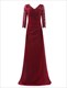 Langes Prom-Kleid mit V-Ausschnitt, 3/4-Ärmeln, Illusionseffekt und Spitzenoberteil