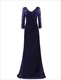 Langes Prom-Kleid mit V-Ausschnitt, 3/4-Ärmeln, Illusionseffekt und Spitzenoberteil