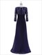 Langes Prom-Kleid mit V-Ausschnitt, 3/4-Ärmeln, Illusionseffekt und Spitzenoberteil