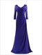 Langes Prom-Kleid mit V-Ausschnitt, 3/4-Ärmeln, Illusionseffekt und Spitzenoberteil