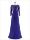 Langes Prom-Kleid mit V-Ausschnitt, 3/4-Ärmeln, Illusionseffekt und Spitzenoberteil
