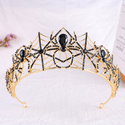 vintage Black Rhinestone Spider Crown Headpiece
