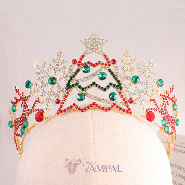 christmas Crown Snowflake Reindeer Rhinestone Crystal Princess Tiara
