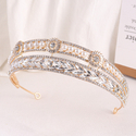 european Court Style Bridal Crown Rhinestone Pearl Tiara