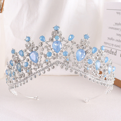 Thick Silver White Diamond + Blue Opal