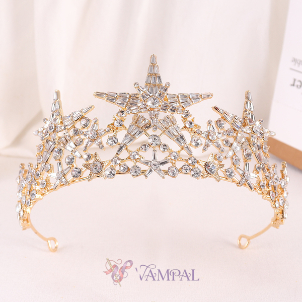 elegant Rhinestone Star Bridal Tiara Wedding Headpiece