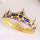Imitat Gold blau-grün vintage Kristall Perle Krone Braut Kopfschmuck Hochzeitsaccessoire
