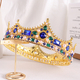 Imitat Gold blau-grün vintage Kristall Perle Krone Braut Kopfschmuck Hochzeitsaccessoire