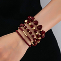 wine red bohemian Woven Stretch Wine Red Beaded Bracelet Set For Women