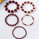 wine red bohemian Woven Stretch Wine Red Beaded Bracelet Set For Women