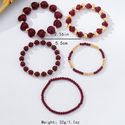 wine red bohemian Woven Stretch Wine Red Beaded Bracelet Set For Women