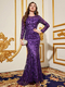 purple purple Sequin Long Sleeve Evening Dress
