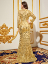 purple purple Sequin Long Sleeve Evening Dress