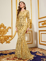 purple purple Sequin Long Sleeve Evening Dress