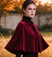 black Velvet Short Cape Shawl Vintage Tie-Up Cloak