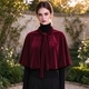 black Velvet Short Cape Shawl Vintage Tie-Up Cloak