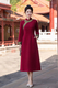 golden Mink Velvet Long A-Line Qipao Dress