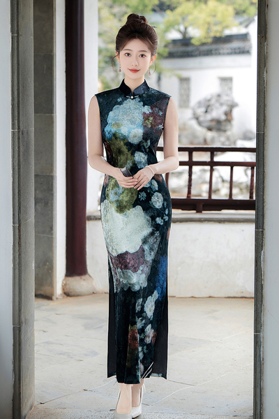 emerald Green Chinese Style Sleeveless Bodycon Long Dress