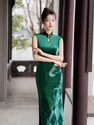 emerald Green Chinese Style Sleeveless Bodycon Long Dress