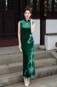 emerald Green Chinese Style Sleeveless Bodycon Long Dress