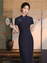 2622 Black vintage Long Slim-Fit Qipao Dress