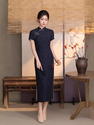 2622 Black vintage Long Slim-Fit Qipao Dress