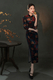 black Velvet Print Qipao Dress Retro Chinese Style