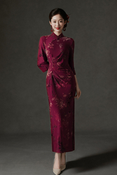 9650 Wine Red Wrinkled Style