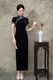 9636 imported velvet, does not fade black Velvet Qipao Slim Fit Retro Republic Style Dress