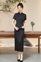 elegant Black Long Qipao Slim Fit Chinese Style Dress
