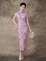 vintage Chinese Style Long Velvet Qipao Dress
