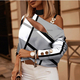 women's Chain Halter Print Long Sleeve Button Top