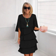 solid Color Round Neck Tiered Patchwork Dress